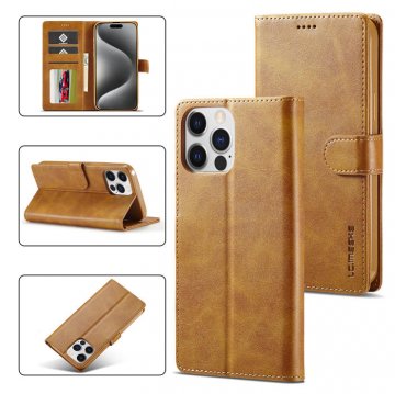 LC.IMEEKE Wallet Magnetic Stand Phone Case Brown