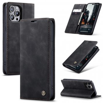 CaseMe Wallet Luxury Retro Suede Leather Phone Case Black