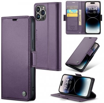 CaseMe Wallet RFID Blocking Magnetic Buckle Case Purple
