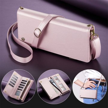 CaseMe Crossbody Bag For Zipper Wallet Phone Case Pink
