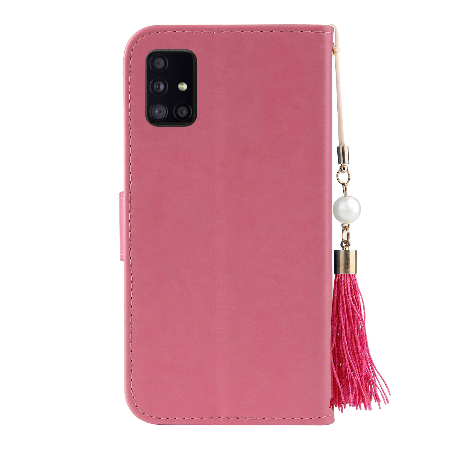 Samsung Galaxy A51 Embossing Lucky Tree Leather Wallet Stand Case Pink 7622