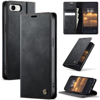 CaseMe iPhone 16E Magnetic Wallet Case with RFID Blocking Black