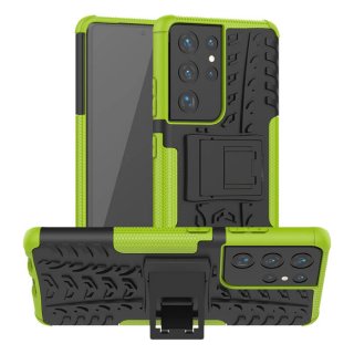 Samsung Galaxy S21 Ultra Hybrid Rugged PC + TPU Kickstand Case Green