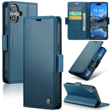 CaseMe iPhone 16 Wallet RFID Blocking Magnetic Buckle Case Blue