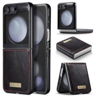 CaseMe Samsung Galaxy Z Flip5 Retro PU Leather Case Dark Red