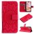 For iPhone 16 Plus Embossed Sunflower Pattern Wallet Magnetic Case Red