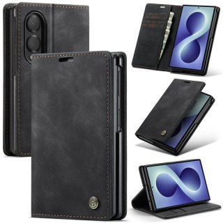 CaseMe Samsung Galaxy Z Fold8 Suede Leather Wallet Case Black