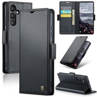 CaseMe Samsung Galaxy S24 FE Wallet RFID Blocking Magnetic Buckle Case Black