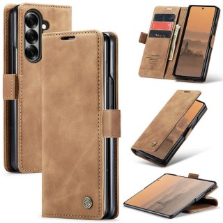CaseMe Samsung Galaxy Z Fold7 Wallet Magnetic Suede Leather Case Brown