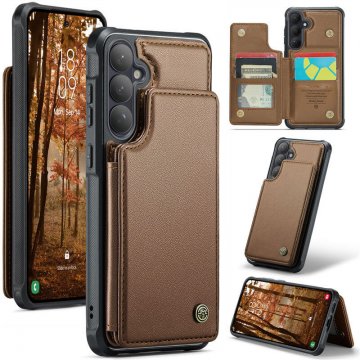 CaseMe Samsung Galaxy S26 Plus RFID Blocking Card Holder Case with Kickstand Brown