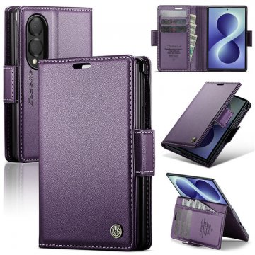 CaseMe Samsung Galaxy Z Fold8 RFID Wallet Case with Magnetic Buckle & Wireless Charging Purple