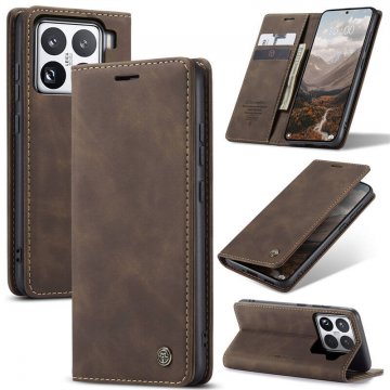 CaseMe Xiaomi 15 Pro Wallet Magnetic Suede Leather Case Coffee