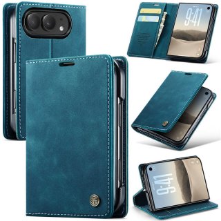 CaseMe iPhone Duo Wallet Case with 2 Card Slots, Cash Pocket & Kickstand Blue