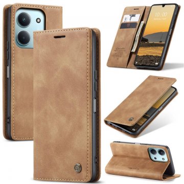 CaseMe Xiaomi Redmi 15C Wallet Magnetic Suede Leather Case Brown