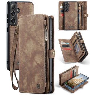 CaseMe Samsung Galaxy S24 FE Wallet Case with Wrist Strap Coffee