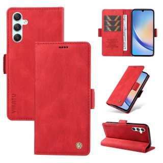 YIKATU Samsung Galaxy A34 5G Skin-touch Wallet Kickstand Case Red