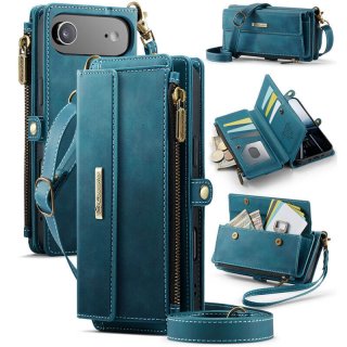CaseMe iPhone Air Crossbody Wallet Case with RFID Blocking & Wireless Charging Blue