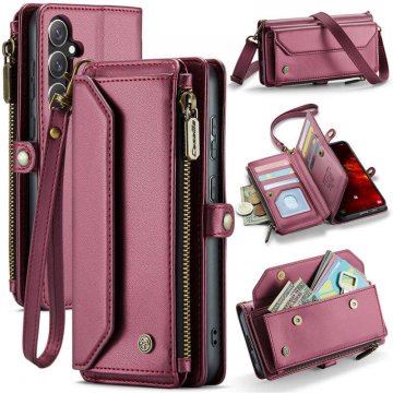 CaseMe Samsung Galaxy S24 FE Wallet RFID Blocking Crossbody Case Support Wireless Charging Red