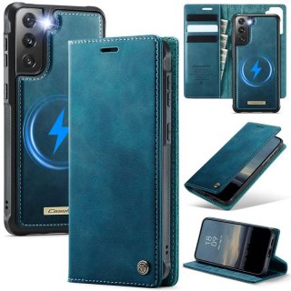 CaseMe Samsung Galaxy S21 FE 2-in-1 Magnetic Wallet Case – Wireless Charging & RFID Blocking Blue