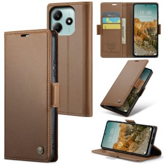 CaseMe Xiaomi Redmi Note 14 Wallet RFID Blocking Magnetic Buckle Case Brown