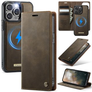 CaseMe iPhone 15 Pro Max 2-in-1 Magnetic Wallet Case – Wireless Charging & RFID Blocking Coffee