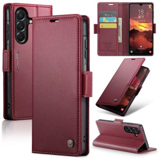 CaseMe Samsung Galaxy A27 Wallet RFID Blocking Magnetic Buckle Case Red