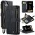 CaseMe iPhone 17 Wallet Kickstand Case with Wrist Strap Black