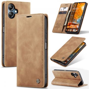 CaseMe Samsung Galaxy A06 Wallet Magnetic Suede Leather Case Brown