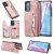 Samsung Galaxy Note 20 Ultra Zipper Pocket Card Slots Magnetic Clasp Stand Case Rose Gold