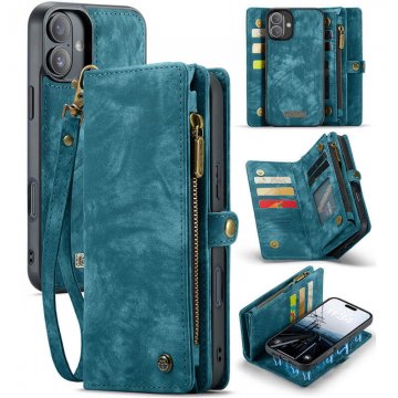 CaseMe iPhone 16 Plus Wallet Case with Wrist Strap Blue