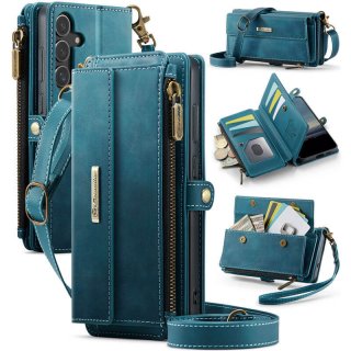 CaseMe Samsung Galaxy S25 Crossbody Wallet Case with RFID Blocking & Wireless Charging Blue