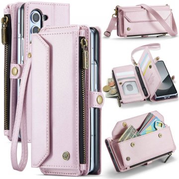 CaseMe Samsung Galaxy Z Fold6 Wallet RFID Blocking Crossbody Case Support Wireless Charging Pink