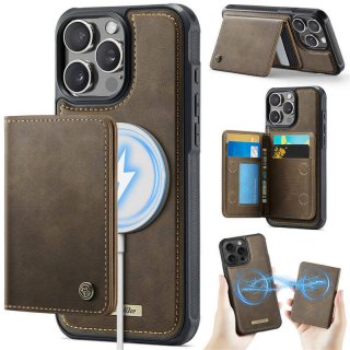 CaseMe iPhone 13 Pro 2-in-1 Detachable Magnetic Wallet Case with RFID Blocking, Card Holder & MagSafe Compatible - Coffee