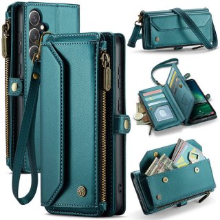 CaseMe Samsung Galaxy S24 FE Wallet RFID Blocking Crossbody Case Support Wireless Charging Green