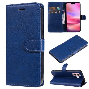 For iPhone 16 Solid Color Wallet Magnetic Kickstand Case Blue