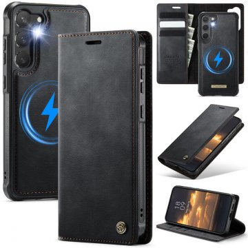 CaseMe Samsung Galaxy S23 2-in-1 Magnetic Wallet Case – Wireless Charging & RFID Blocking Black