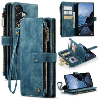 CaseMe Samsung Galaxy A57 Wallet kickstand Case with Wrist Strap Blue