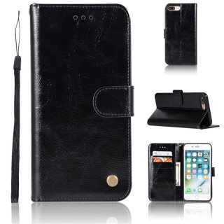 iPhone 7 Plus/8 Plus Premium Vintage Wallet Kickstand Case Black