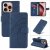 For iPhone 16 Pro Imprinted Line Wallet Magnetic Kickstand Case Blue