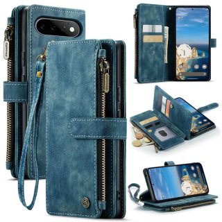 CaseMe Google Pixel 11/Pixel 11 Pro Wallet Case with Zipper Pocket & Wireless Charging Blue
