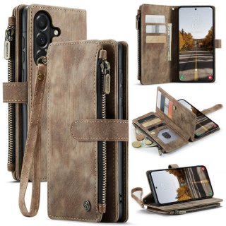 CaseMe Samsung Galaxy A37 Wallet kickstand Case with Wrist Strap Coffee