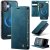 CaseMe iPhone 16 Plus 2-in-1 Magnetic Wallet Case – Wireless Charging & RFID Blocking Blue