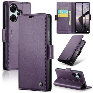 CaseMe Xiaomi Redmi 13 Wallet RFID Blocking Magnetic Buckle Case Purple