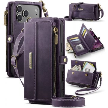 CaseMe iPhone 17 Pro Max Crossbody Wallet Case with RFID Blocking & Wireless Charging Purple