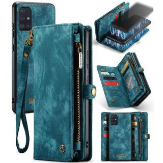 CaseMe Samsung Galaxy A51 4G Wallet Case with Wrist Strap Blue