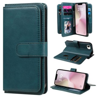 For iPhone SE 2024 Wallet 10 Card Slots Kickstand Leather Case Green