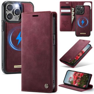 CaseMe iPhone 15 Pro 2-in-1 Magnetic Wallet Case – Wireless Charging & RFID Blocking Red