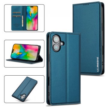 LC.IMEEKE iPhone 16 Plus Silm Wallet Kickstand Magnetic Case Blue