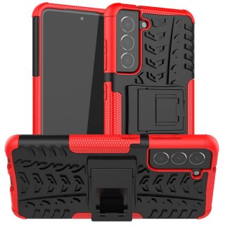 Samsung Galaxy S21 FE Hybrid PC + TPU Stand Case Red