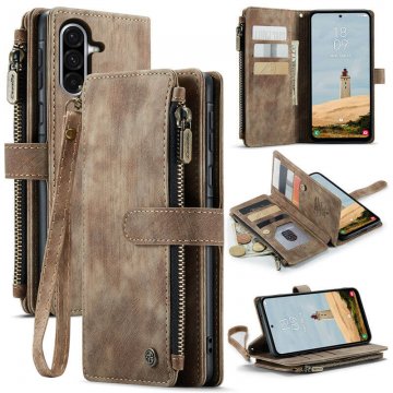 CaseMe Samsung Galaxy A17 Wallet kickstand Case with Wrist Strap Coffee